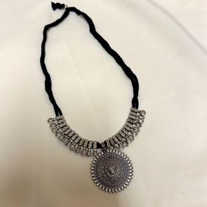 Vintage Indian Bali wood artisan silver jewelry necklace for women #587